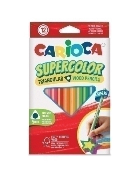 LAPICES de COLORES CARIOCA SUPERCOLOR maxi TRIANGULAR CAJA de 12