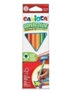 LAPICES de COLORES CARIOCA SUPERCOLOR maxi TRIANGULAR CAJA de 6