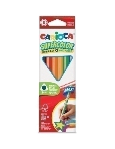 LAPICES de COLORES CARIOCA SUPERCOLOR maxi TRIANGULAR CAJA de 6