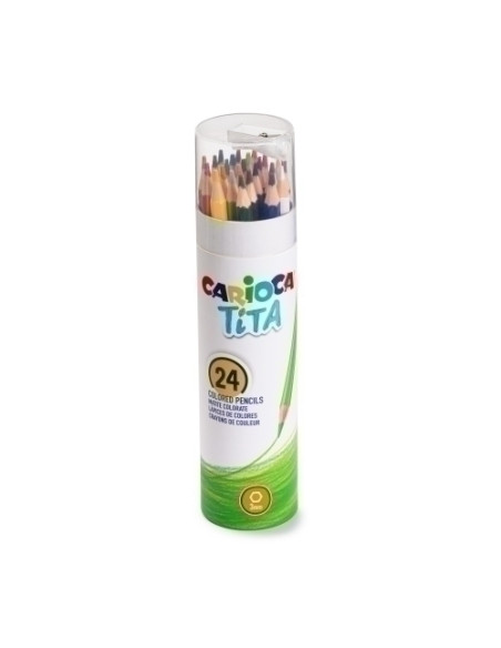LAPICES de COLORES CARIOCA TITA TUBO de 24  SACAPUNTAS