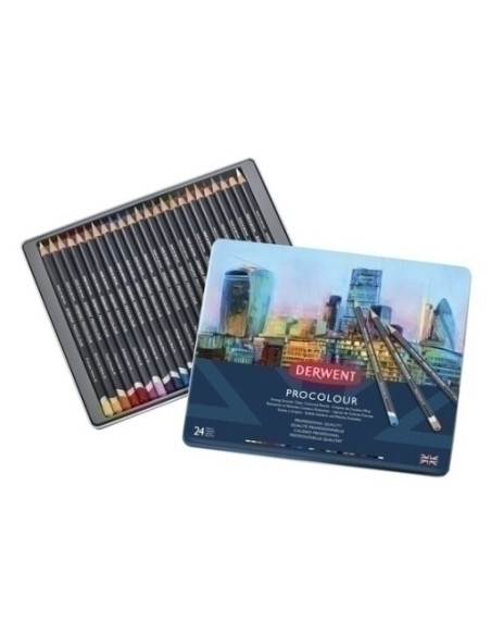 LAPICES de COLORES DERWENT PROCOLOUR CAJA METALICA de 24