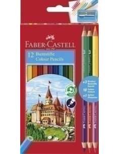 LAPICES de COLORES FABER-CASTELL  estuche de 12  3 BICOLOR