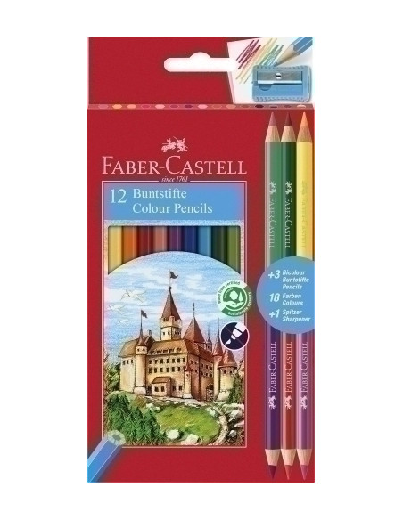LAPICES de COLORES FABER-CASTELL  estuche de 12  3 BICOLOR