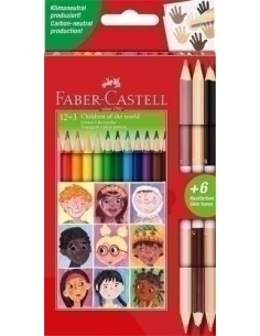 LAPICES de COLORES FABER-CASTELL  estuche de 123 BICOLOR NIÑOS DEL MUNDO