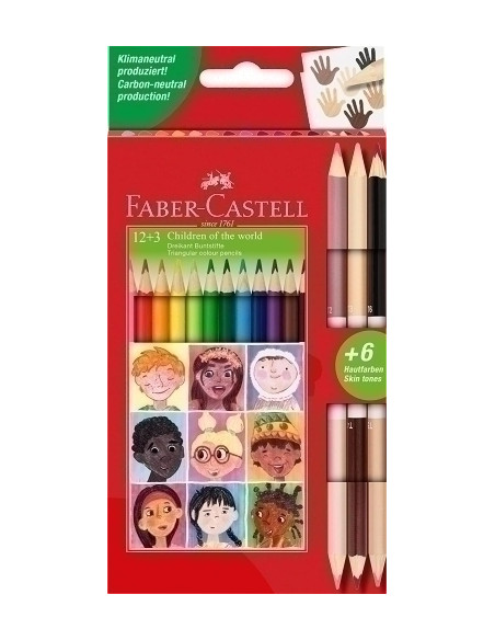 LAPICES de COLORES FABER-CASTELL  estuche de 123 BICOLOR NIÑOS DEL MUNDO