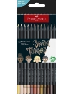 LAPICES de COLORES FABER-CASTELL BLACK EDITION SKIN TONES ESTUCHE de 12