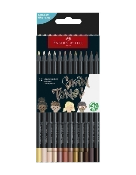 LAPICES de COLORES FABER-CASTELL BLACK EDITION SKIN TONES ESTUCHE de 12