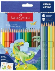 LAPICES de COLORES FABER-CASTELL DINOSAURIOS ESTUCHE de 186