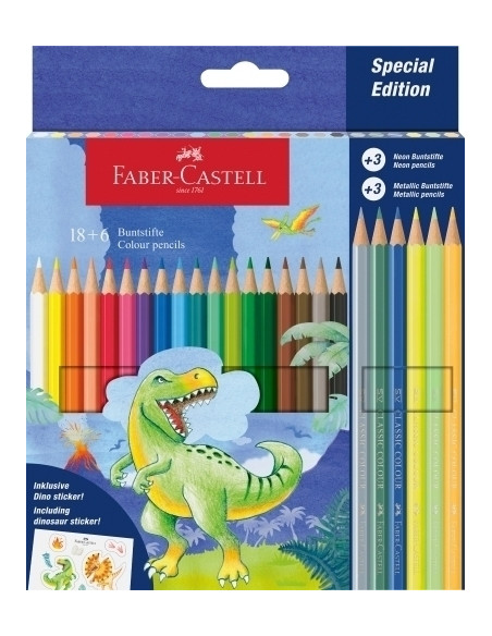 LAPICES de COLORES FABER-CASTELL DINOSAURIOS ESTUCHE de 186