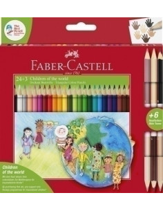 LAPICES de COLORES FABER-CASTELL ESTUCHE de 243 BICOLOR NIÑOS DEL MUNDO