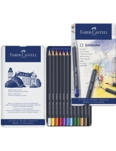 LAPICES de COLORES FABER-CASTELL GOLDFABER AQUA 1147 estuche de METAL de 12