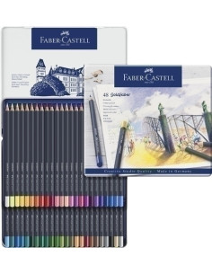 LAPICES de COLORES FABER-CASTELL GOLDFABER AQUA 1147 estuche de METAL de 48