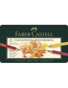 LAPICES de COLORES FABER-CASTELL POLYCHROMOS estuche de METAL de 12
