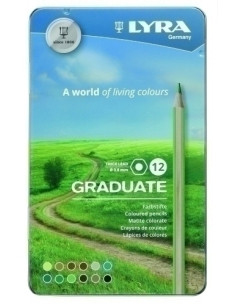 LAPICES de COLORES LYRA GRADUATE ESTUCHE METAL de 12