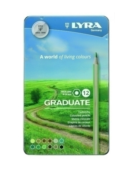 LAPICES de COLORES LYRA GRADUATE ESTUCHE METAL de 12