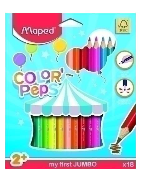 LAPICES de COLORES MAPED COLOR PEPS JUMBO estuche de 18