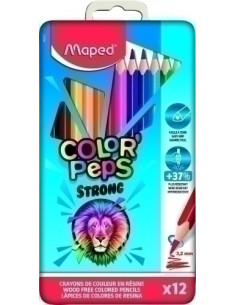LAPICES de COLORES MAPED COLOR PEPS STRONG METAL estuche de 12
