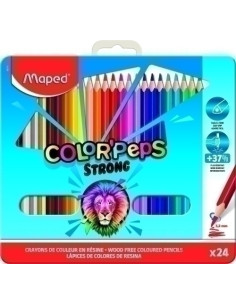 LAPICES de COLORES MAPED COLOR PEPS STRONG METAL estuche de 24