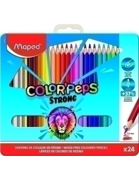 LAPICES de COLORES MAPED COLOR PEPS STRONG METAL estuche de 24