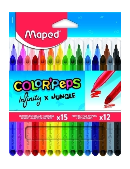 LAPICES de COLORES MAPED INFINITY PACK de 15  12 ROTULADORES