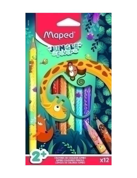 LAPICES de COLORES MAPED JUNGLE FEVER JUMBO Estuche de 12
