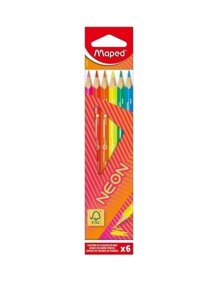 LAPICES de COLORES MAPED NEON ESTUCHE de 6