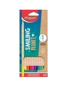 LAPICES de COLORES MAPED SMILING PLANET FSC estuche de 12