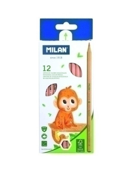 LAPICES de COLORES MILAN HEXAGONALES ESTUCHE DE 12