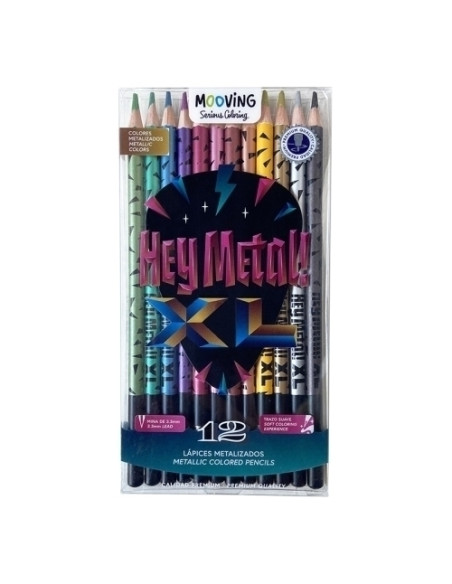 LAPICES de COLORES MOOVING METALIZADOS ESTUCHE de 12
