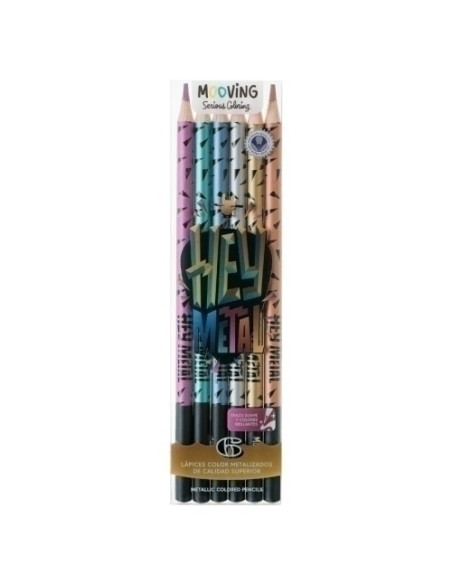 LAPICES de COLORES MOOVING METALIZADOS ESTUCHE de 6