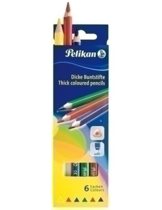 LAPICES de COLORES PELIKAN TRIANGULAR estuche de  6 BSD6DN