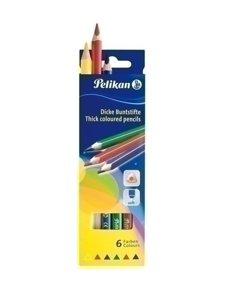 LAPICES de COLORES PELIKAN TRIANGULAR estuche de  6 BSD6DN