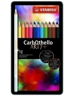 LAPICES de COLORES STABILO CARBOTHELLO estuche de METAL de 12