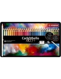 LAPICES de COLORES STABILO CARBOTHELLO estuche de METAL de 60 Incluye 1 afilalapices 4514  1 goma de borrar 1183  1 difumino