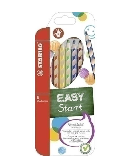 LAPICES de COLORES STABILO EASY COLORS para DIESTRO estuche de  6