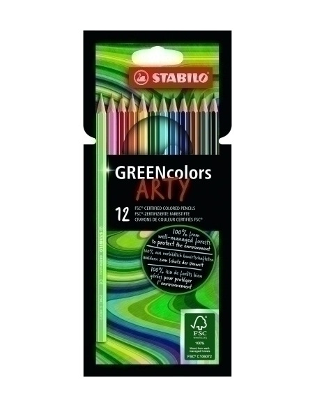 LAPICES de COLORES STABILO GREEN COLORS ARTY LINE ESTUCHE de 12