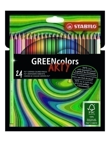 LAPICES de COLORES STABILO GREEN COLORS ARTY LINE ESTUCHE de 24