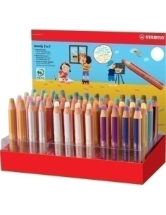 LAPICES de COLORES STABILO WOODY 3 en 1 EXPOSITOR de 48
