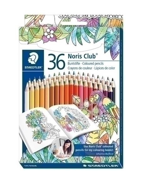 LAPICES de COLORES STAEDTLER 144 NORIS CLUB estuche de 36 Edición Johanna Basford