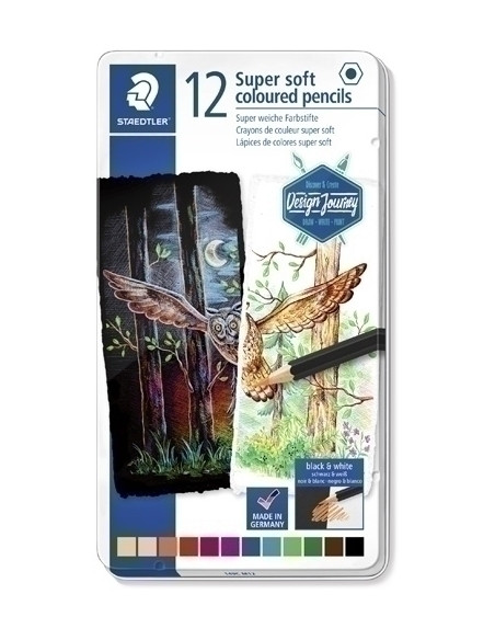 LAPICES de COLORES STAEDTLER DESIGN JOURNEY SUPER SOFT 149C estuche METAL de 12