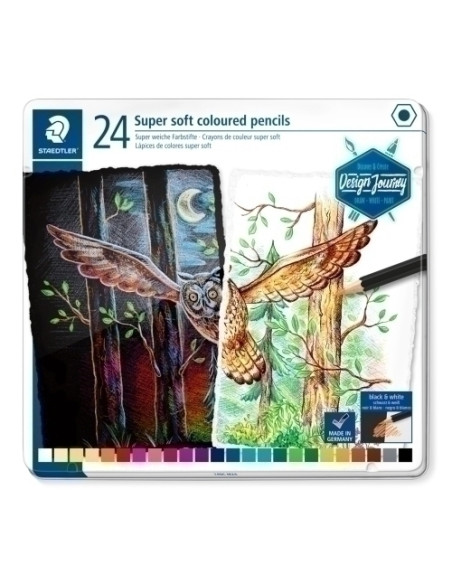 LAPICES de COLORES STAEDTLER DESIGN JOURNEY SUPER SOFT 149C estuche METAL de 24