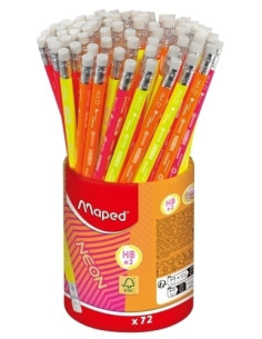LAPICES de GRAFITO MAPED - HB NEON BOTE de 72