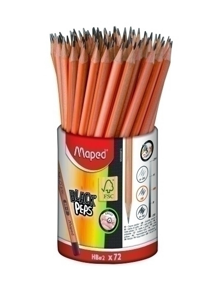 LAPICES de GRAFITO MAPED BLACK PEP HB BOTE de 72
