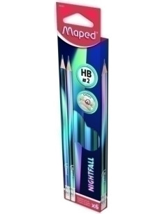 LAPICES de GRAFITO MAPED NIGHTFALL HB CON GOMA CAJA DE 6