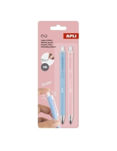 LAPIZ APLI GRAFITO HB  INFINITO RETRACTIL AZUL Y ROSA PACK DE 2