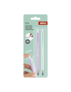 LAPIZ APLI GRAFITO HB  INFINITO RETRACTIL LILA Y MENTA PACK DE 2
