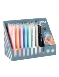 LAPIZ APLI GRAFITO HB  INFINITO RETRACTIL EXPOSITOR de 40 8 COL