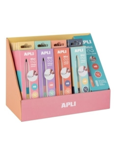 LAPIZ APLI GRAFITO HB MINI INFINITO TRICOLOR EXPOSITOR de 20 4 COL