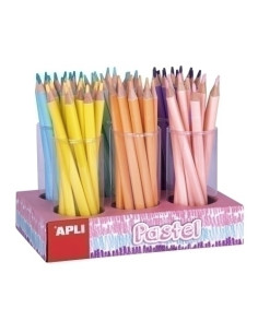 LAPIZ APLI JUMBO FLUOR PASTEL TRIANGULAR SURTIDO EXPOSITOR de 108