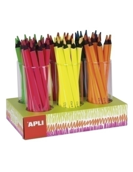 LAPIZ APLI JUMBO FLUOR TRIANGULAR EXPOSITOR DE 108